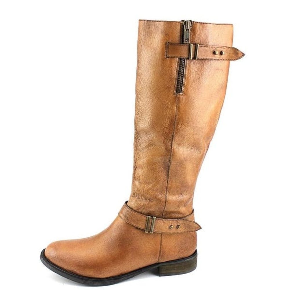 Steve Madden Cognac ALYY Tall Leather Boots